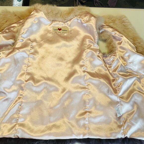 Anthro Love Token Purple Pink Ombre Genuine Rabbit Fur Lined Ribbon Belt Vest S - Picture 10 of 12